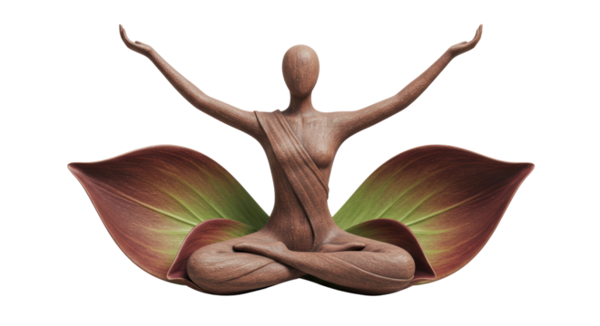 Isolated Yoga Pose on Lotus Leaf Serene Zen