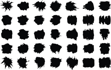 Set of black paint brush. Collection of brushes vector illustration on white background