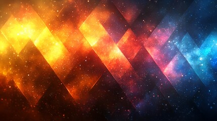 Abstract cosmic background with fiery and icy diamond shapes.