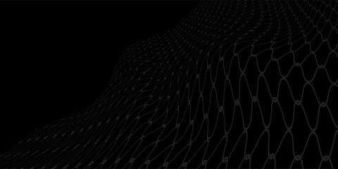 A pile of commercial fishing nets, monochrome image, a pattern of texture and shape. © Ubay