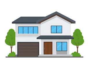 Modern two-story house with trees (2)