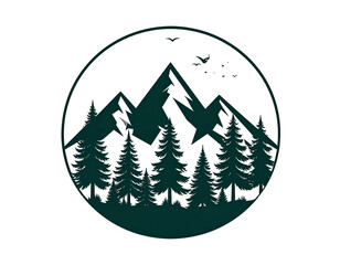 Fototapeta premium Mountain forest scene graphic