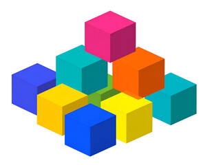 Obraz premium Colorful stacked cubes arranged in a pyramid shape