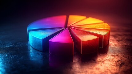 Colorful 3D pie chart on dark background.