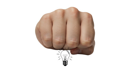 Isolated Fist Crushing a Light Bulb Symbolizing Idea Suppression