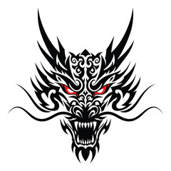 Dragon Head Tattoo Vector Illustration