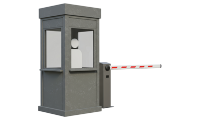 Isolated Security Booth with Barrier Arm