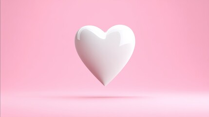 White heart is floating in the air on a pink background. The heart is the main focus of the image, and it conveys a sense of love and affection. The pink background adds a soft