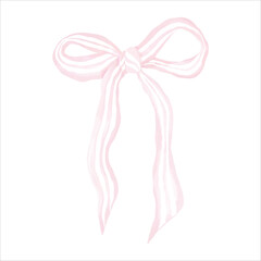 A delicate hand-painted pink ribbon, created with soft watercolor technique. Perfect for adding a romantic, feminine touch to your design projects.