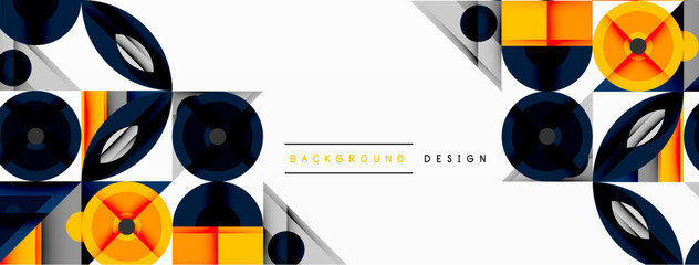 Obraz premium Abstract geometric pattern. Navy, orange, gray tones create modern background. Repeating shapes suggest dynamic visual flow.
