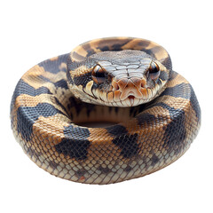 Fototapeta premium Close-up of a young python or boa looking at the camera, isolate on transparent background