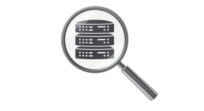 Isolated Magnifying Glass Inspecting Server Data - Powered by Adobe