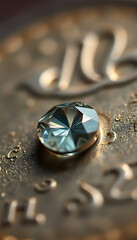 close up of a diamond on a coin