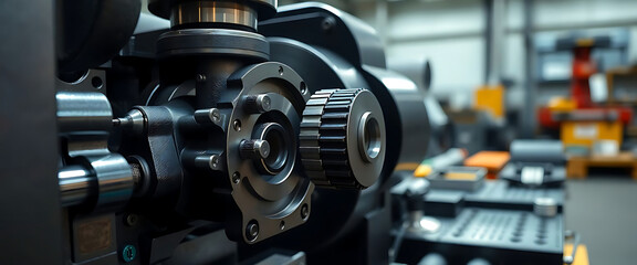 Naklejka premium close up of a machine tool in a factory