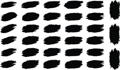 Vector collection of artistic grungy black paint brush, creative brush stroke set vector isolated on white background.