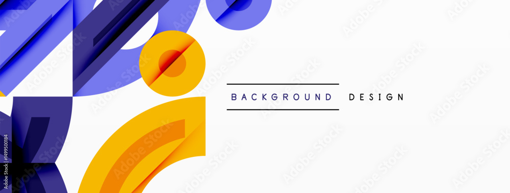 Aufkleber abstract geometric shapes, vibrant blue, yellow hues. modern design elements create dynamic composit