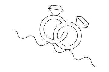 Wedding ring icon in one line minimalist design
