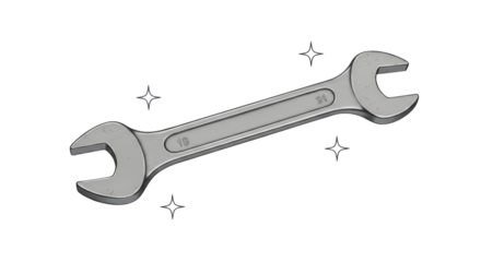 Isolated Shiny Wrench Tool with Sparkles
