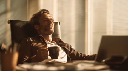 Kurzschlaf im Büro: Energie tanken im Arbeitstag. Künstliche Intelligenz KI