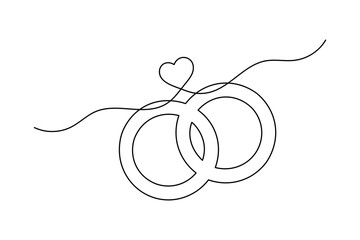 Wedding ring icon in one line minimalist design
