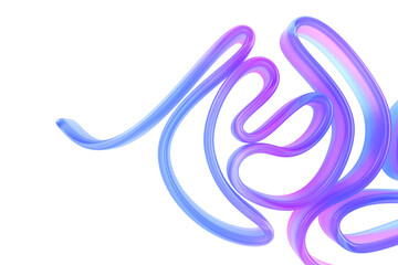 Abstract liquid glass translucent ribbon 3d background. Holographic tape folded wave line. Iridescent dynamic curve stripe shape, neon gradient fluid flow, graphic design render