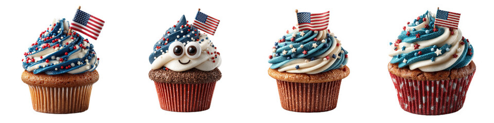 Festive Cupcakes with American Flag Toppers for Celebration Events