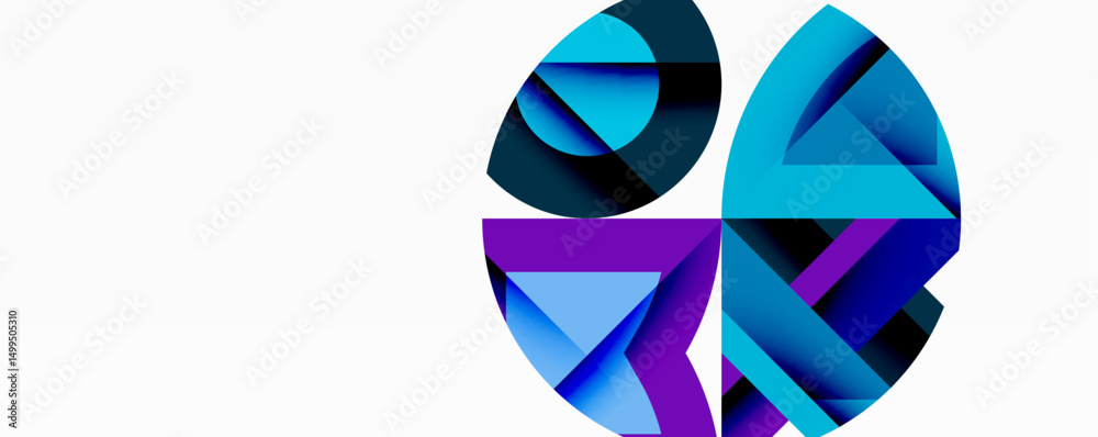 Aufkleber abstract geometric design. blue, purple shades create layered shapes. minimalist composition, clean 
