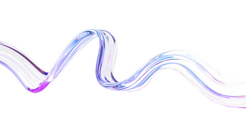 Fototapeta na wymiar 3d abstract liquid glass transparent clear ribbon wave line render. Rainbow fluid flow curve shape with dispersion light, holographic gradient texture. Flying glossy design element