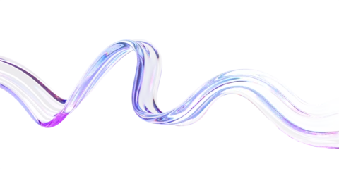 Fototapete Rund 3d abstract liquid glass transparent clear ribbon wave line render. Rainbow fluid flow curve shape with dispersion light, holographic gradient texture. Flying glossy design element © marozhkastudio