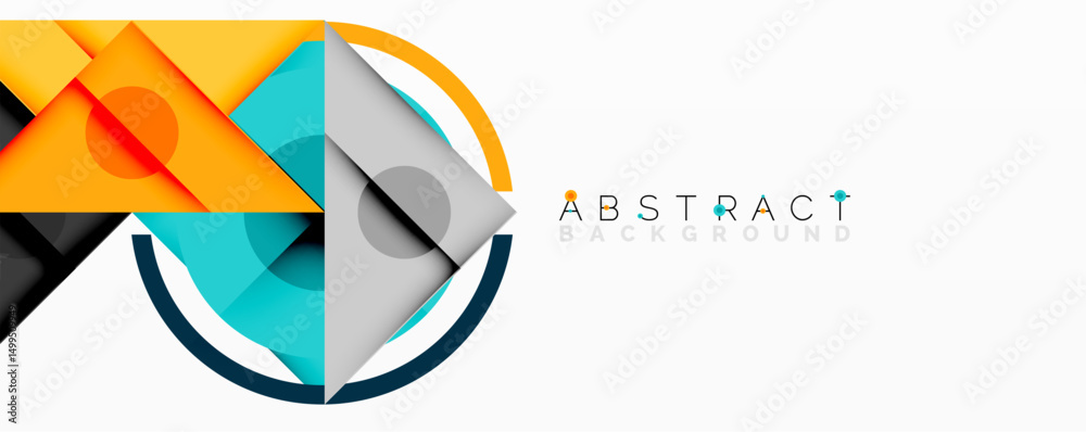 Poster modern abstract design. geometric shapes overlap, creating dynamic composition. bright colors contra