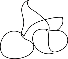 single line  cherry on a white background. line art  drawing. Element for design and decoration. illustration. 