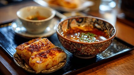 Delicious Kiritanpo Grilled Rice Sticks with Miso Soup
