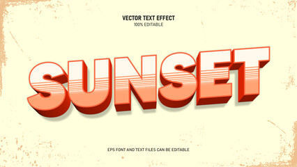 Sunset retro text style editable text effect