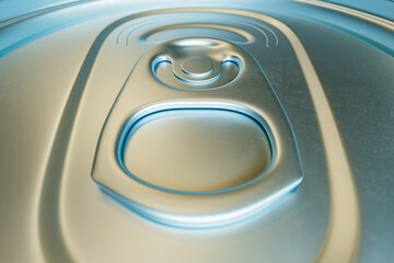 3d render of macro shot of aluminum can lid. Image of the can has soft studio illumination 