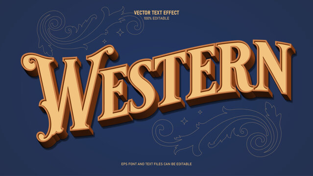 Western 3d text style editable text effect