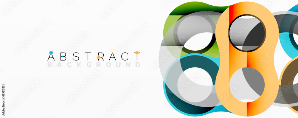 Poster Modern abstract design features overlapping colorful circles. Gradient shades create dynamic visual effect. Clean background enhances composition.
