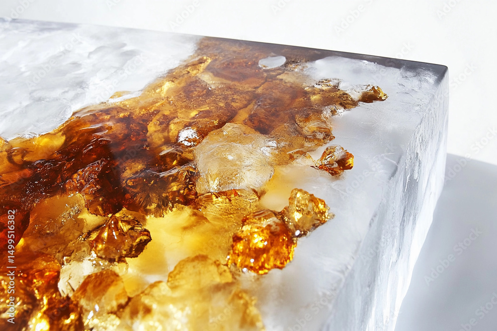 Poster ice and amber resin table crafted for modern decor generative ai
