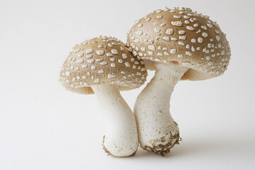 Obraz premium Fresh mushrooms on a clean white surface for cooking Generative AI