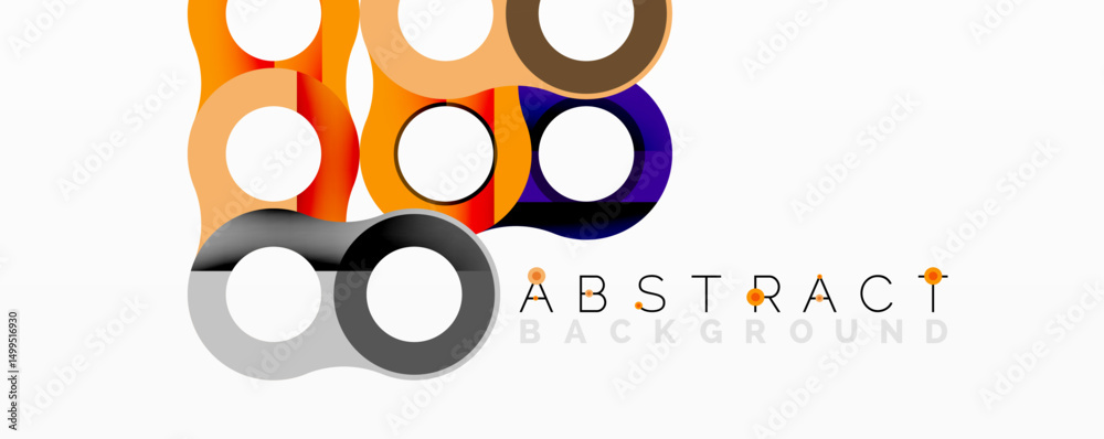 Aufkleber Bright colorful circles overlap, creating modern abstract design. Text reads abstract background in gold letters. Simple, clean aesthetic.
