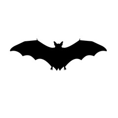 Silhouette of a Bat with Extended Wings Pointed Ears and Small Feet