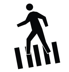 Cute cartoon hand drawn vector Pedestrian crossing symbol silhouette.