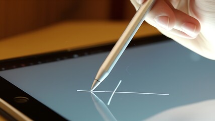 Stylus writing or on tablet screen during tutoring explanation