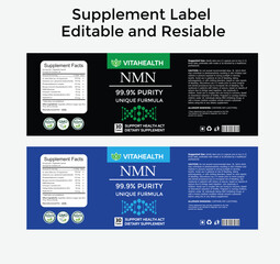 Supplement label design ,private label supplements, nmn supplement label 