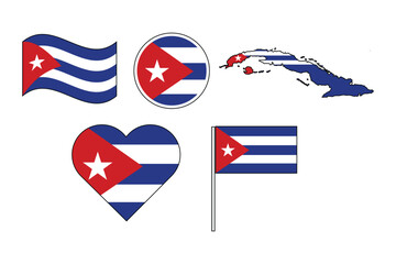 set of badges with flag of Cuba vector illustration