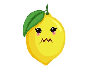 cute lemon fruit illustration, with white background