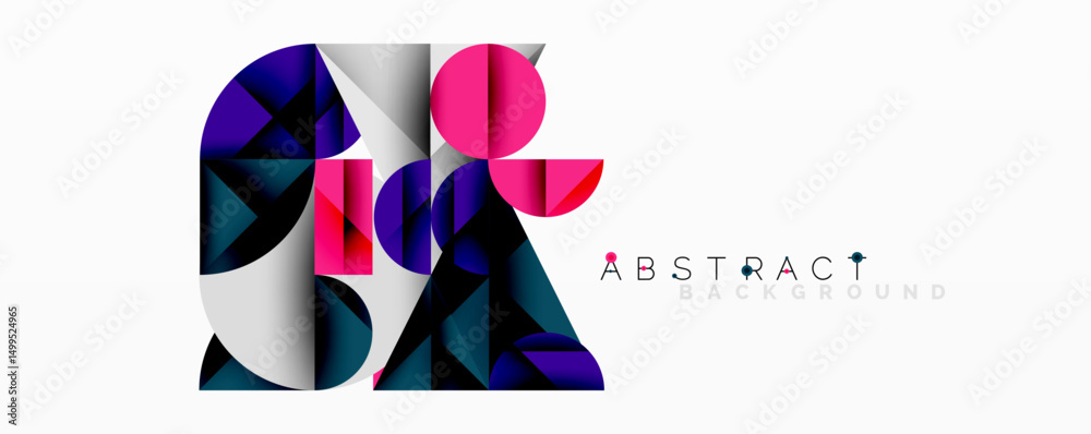 Aufkleber modern geometric design. overlapping shapes create vibrant, colorful composition. gradient hues add 