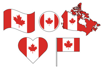 set of badges with flag of Canada vector illustration