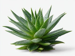 Fototapeta premium Aloe vera plant, isolated on white background, close-up.
