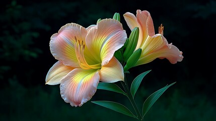 Peach Daylily Bloom Summer Garden Elegance.