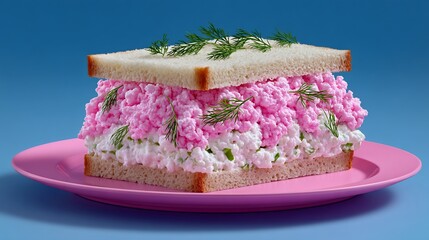 Pink  White Cottage Cheese Sandwich Delight.
